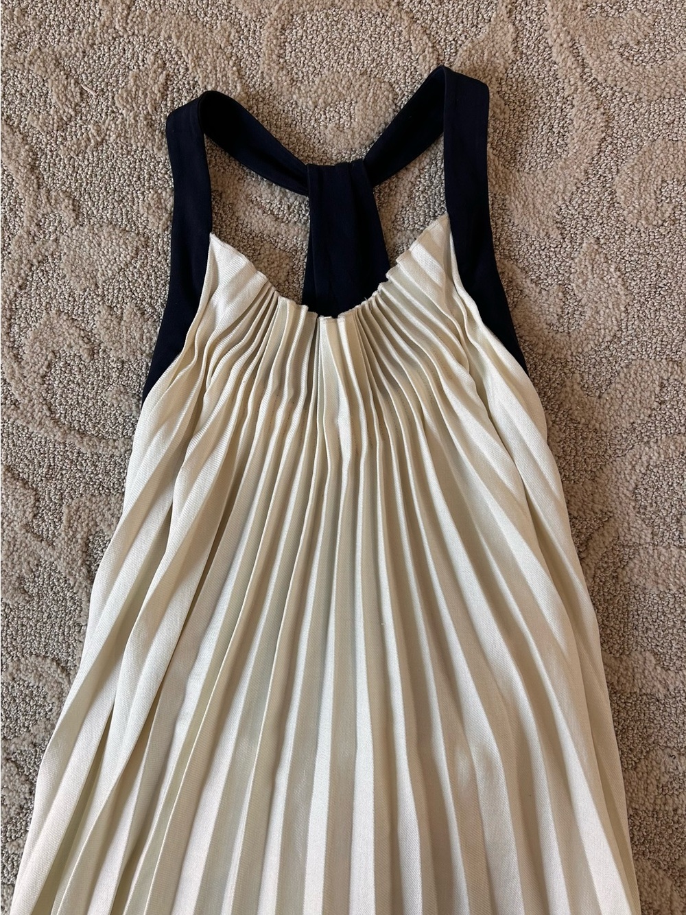 3.1 Phillip Lim Ivory Pleated Dress with Black Accents